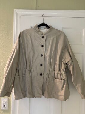 Hannah Light Beige Utility Button-Front Jacket